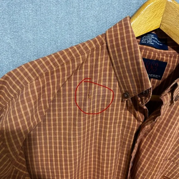 Lucchese 1883 Men’s Button Down Shirt Large Burnt Orange Long Sleeve - Picture 9 of 9